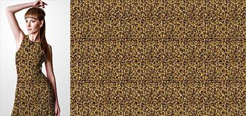 31011v Materiał ze wzorem motyw zwierzęcej skóry (gepard) z efektem połysku złota